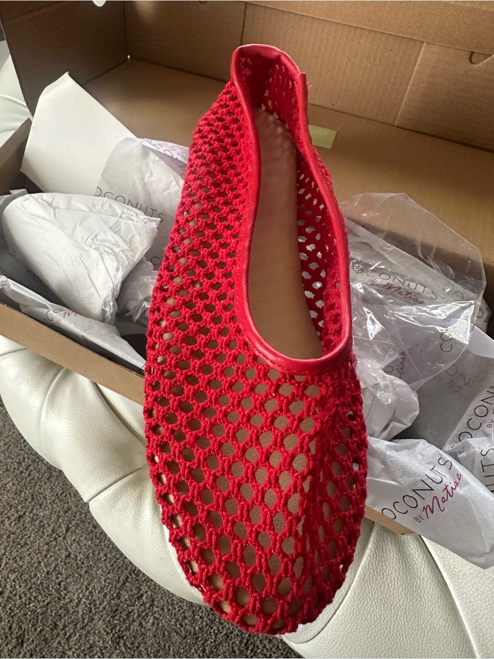Anthropologie Red Woven Mesh Ballet Flats - Picture 3 of 5